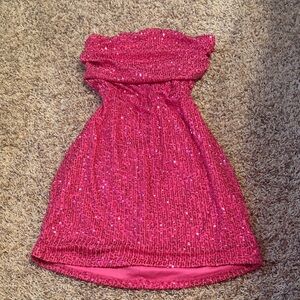 Lucy in the Sky Hot Pink Sequin Strapless Mini Dress
